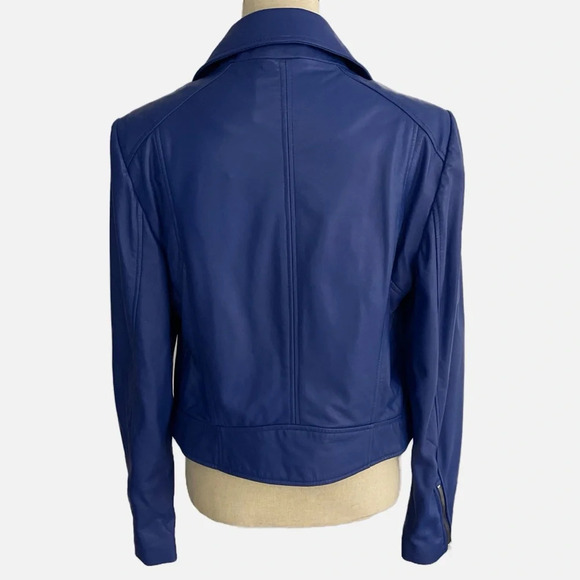 LAMARQUE‎ Women’s Riley Leather Moto Jacket Size XL Blue Asymmetrical NWT - Picture 3 of 12